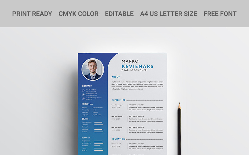 Download Резюме "Marko Kevienars Resume Template" / Marko Kevienars Resume Template - Резюме на тему графика cv resume business resume cv work template job document print curriculum vitae interview professional experience employment ready employer paperwork a4