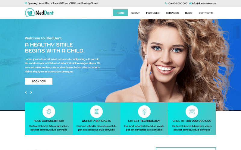 Download PSD шаблон "Med Dent - Dentist PSD Template" / Med Dent - Dentist PSD Template - PSD шаблон на тему стоматология dentist medical medicine template theme psd photoshop