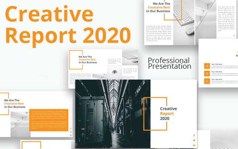 Modelo de PowerPoint do relatório criativo 2020