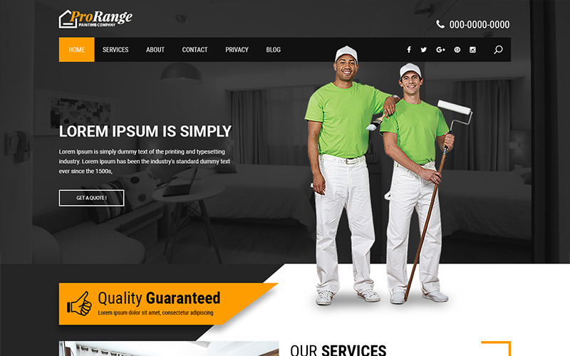 Download PSD шаблон "Pro Range - Interior Painting Services PSD Template" / Pro Range - Interior Painting Services PSD Template - PSD шаблон на тему графика interior painting service theme template psd photoshop