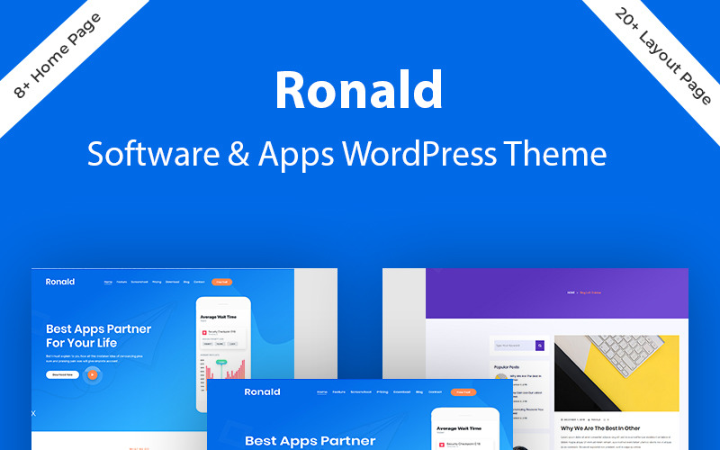 Ronald - motyw WordPress do lądowania oprogramowania i aplikacji