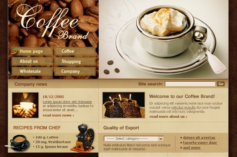 Coffee Shop Website Template #8135