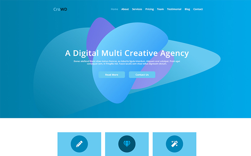 CroWD - Modelo PSD de agência criativa multifuncional de uma página