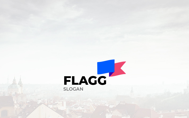 Download Шаблон логотипа "Flagg Design Logo Template" / Flagg Design Logo Template - Шаблон логотипа на тему графика flag logo new red blue design trend flat vector print ready ai eps 2019 style graphic type