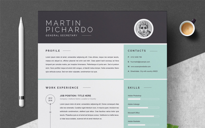 Download Резюме "Martin Resume Template" / Martin Resume Template - Резюме на тему графика 1 page cv resume 2 3 apple clean cover letter curriculum vitae template illustrator eps mac pages microsoft word minimal