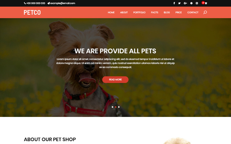 Puppy Shop - Pet Shop PSD Şablonu