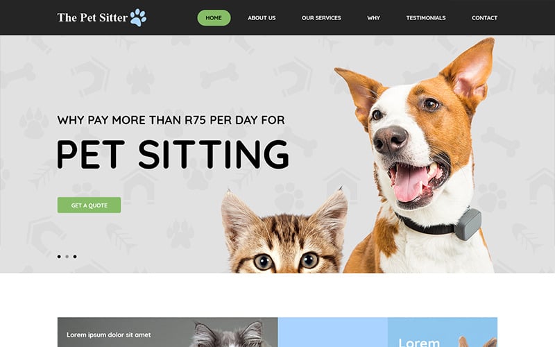 The Pet Sitter - Plantilla PSD de tienda de mascotas