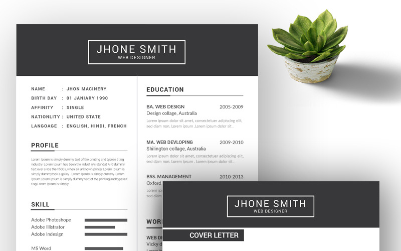 Bright Header Web Designer CV-sjabloon