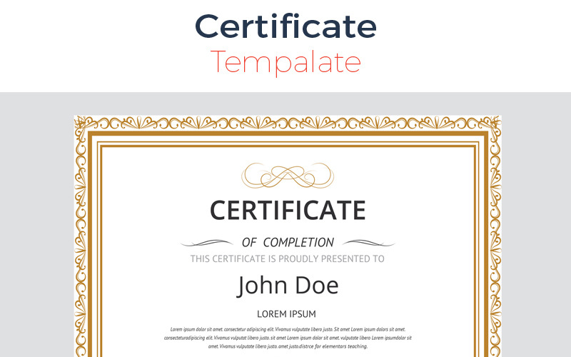 Download Шаблон сертификата "Elegant & Clean Certificate Template" / Elegant & Clean Certificate Template - Шаблон сертификата на тему графика certificate corporate decorative diploma elegant excellence frame graduation green modern multicolor ornaments paper print template professional red simple yellow completion