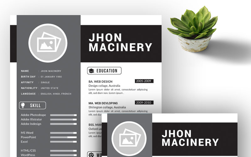 Download Резюме "Jhon Master Resume Template" / Jhon Master Resume Template - Резюме на тему графика job resume simple cv the experience free corporate design template wor professional indesign