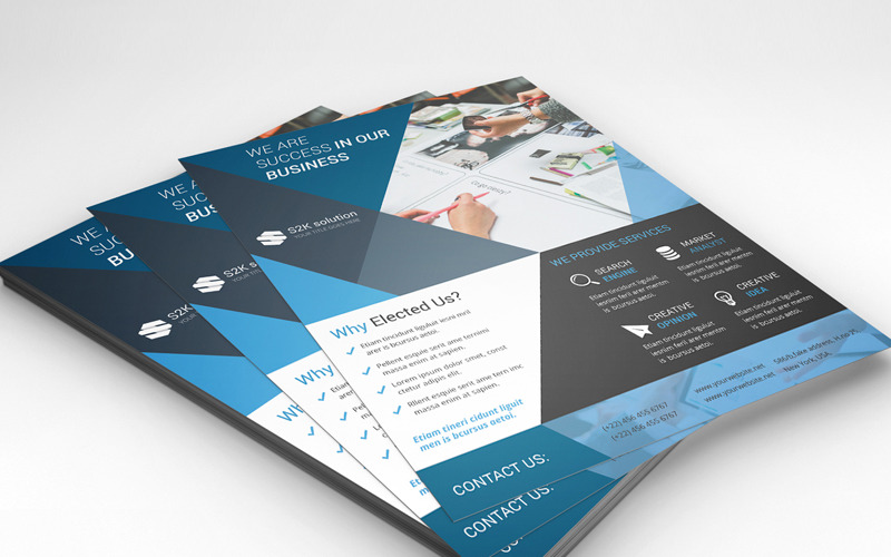 Download Фирменный стиль "S2K Business Flyer - Corporate Identity Template" / S2K Business Flyer - Corporate Identity Template - Фирменный стиль на тему графика flyer business corporate blue psd word docx template printable clean minimal company promotional advertising marketing