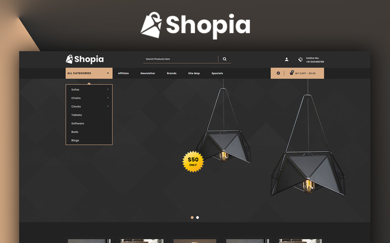 Shopia - OpenCart шаблон для мебельного магазина