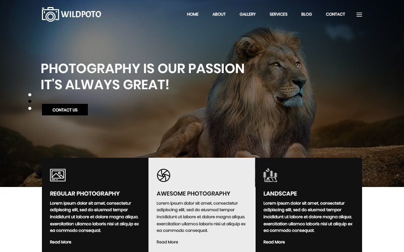 Download PSD шаблон "Wildpoto - Wildlife Photography PSD Template" / Wildpoto - Wildlife Photography PSD Template - PSD шаблон на тему фотостудия wildlife photography photos images psd photoshop theme template