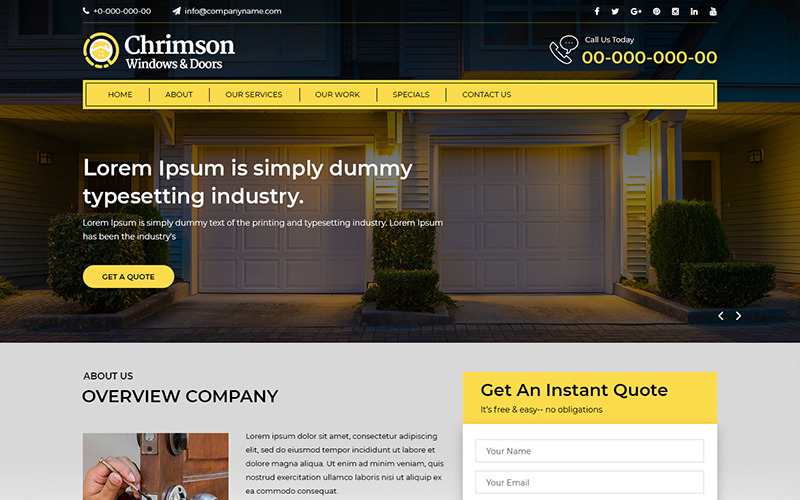 Download PSD шаблон "Chrimson - Garage Door PSD Template" / Chrimson - Garage Door PSD Template - PSD шаблон на тему графика garage door service template theme psd photoshop