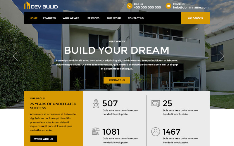 Dev Build - İnşaat Şirketi PSD Şablonu