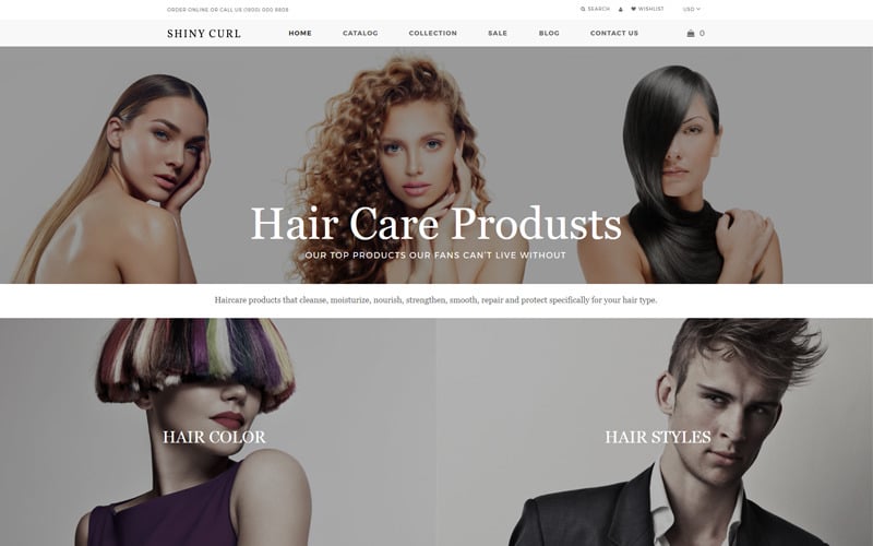 Glänzende Locke - Haarpflegegeschäft E-Commerce Modernes Shopify-Thema