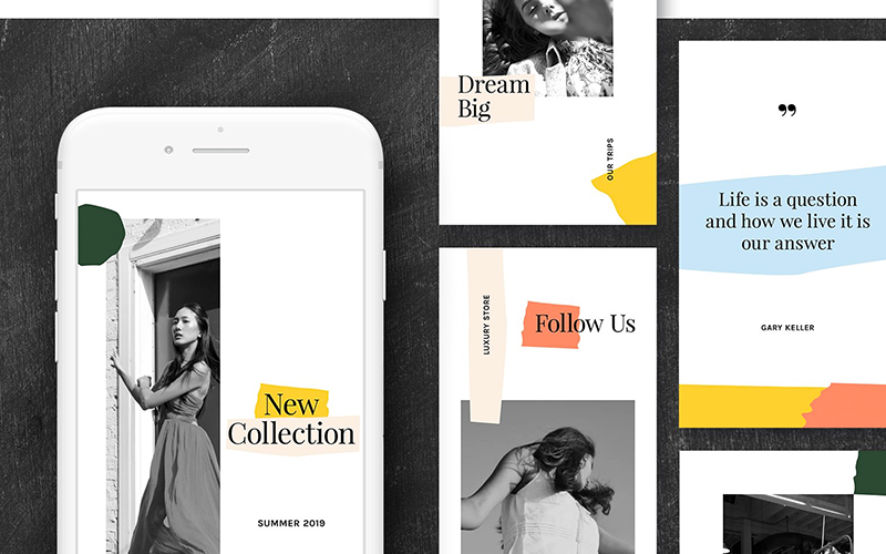 Download Шаблон для соцсетей "Instagram Stories Kit (Vol.17) Social Media Template" / Instagram Stories Kit (Vol.17) Social Media Template - Шаблон для соцсетей на тему графика social blog post insta stories instagram story modern simple minimal promo trendy fashion store shop magazine color banner