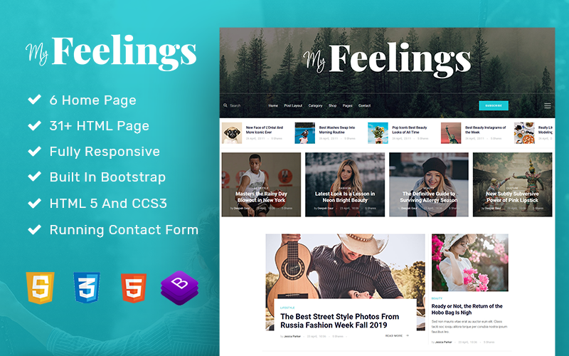 myFeeling: modello di sito web per blog personale