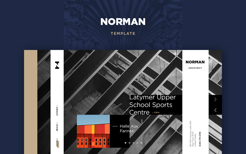 Download PSD шаблон "Norman PSD Template" / Norman PSD Template - PSD шаблон на тему графика portfolio architect creative studio modern trendy agency simple template theme grid ui ux