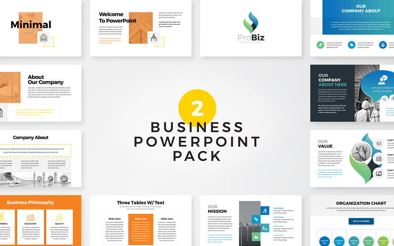ProBiz - Plantilla de PowerPoint de paquete empresarial mínimo