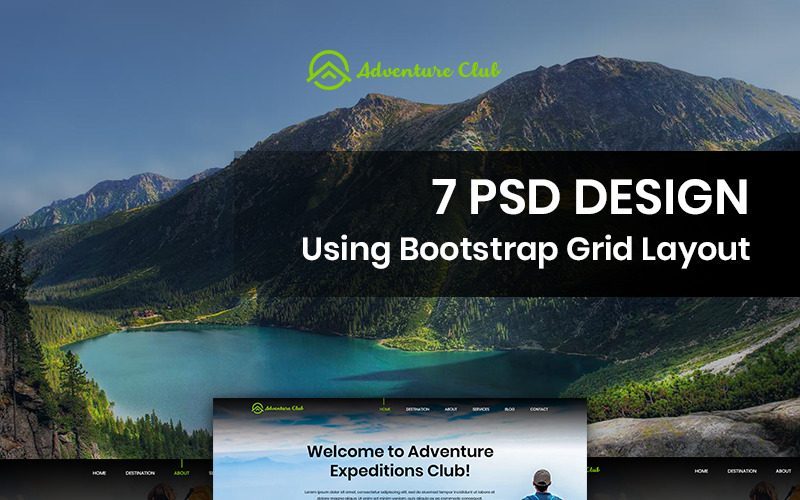 Download PSD шаблон "Adventure Club - Travel PSD Template" / Adventure Club - Travel PSD Template - PSD шаблон на тему агентство путешествий travel tourism theme template psd photoshop