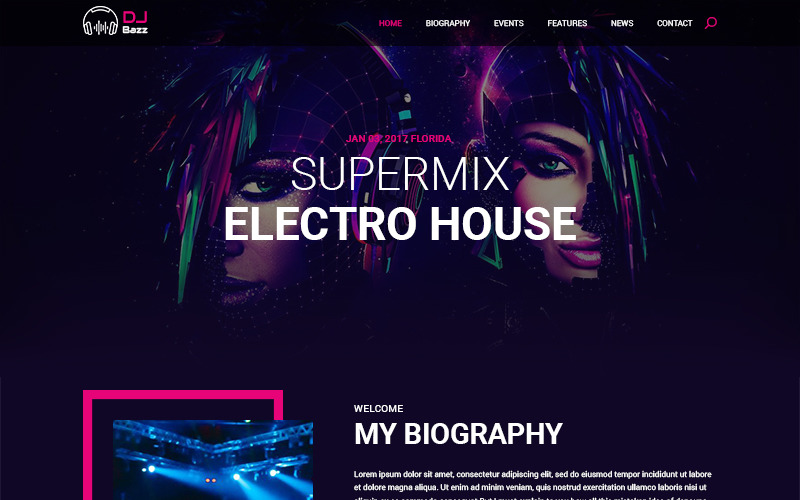 Download PSD шаблон "Bazz DJ PSD Template" / Bazz DJ PSD Template - PSD шаблон на тему dj dj sound mix entertainment psd photoshop template theme