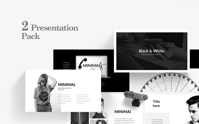 Fekete-fehér bemutatócsomag PowerPoint sablon