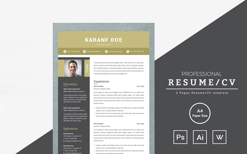 Download Резюме "Karanf Doe Word Resume Template" / Karanf Doe Word Resume Template - Резюме на тему графика resume cv clean creative word infographic modern professional student mac pages manager template bankers doctors job seekers