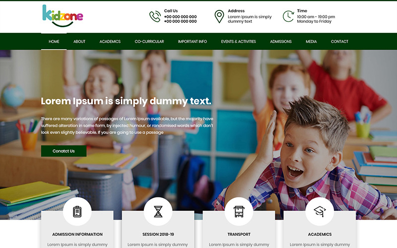 Kidzone - PSD шаблон для детского сада