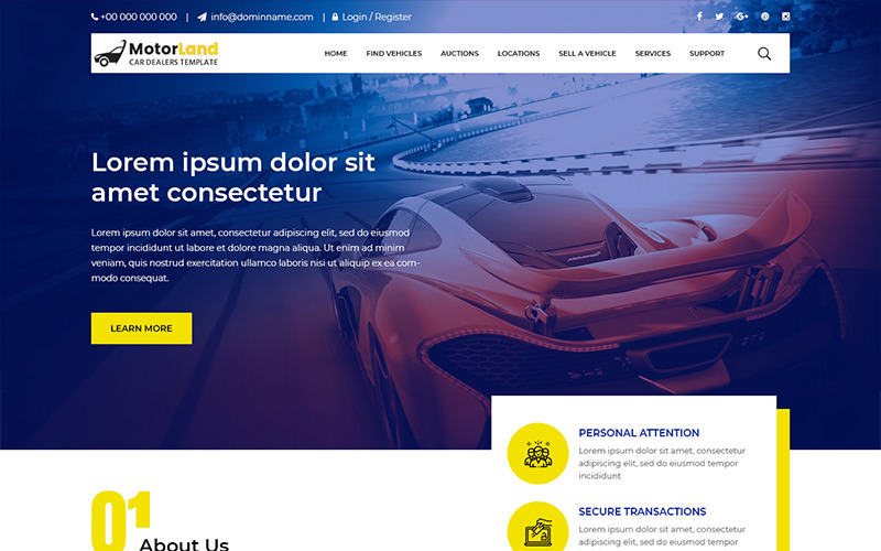 Download PSD шаблон "Motorland - Car Dealer PSD Template" / Motorland - Car Dealer PSD Template - PSD шаблон на тему автодилер car dealer theme template psd photoshop