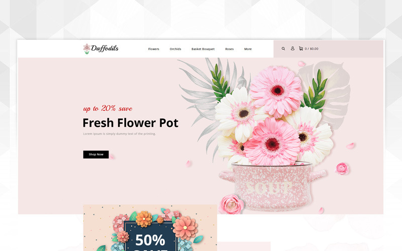Narcisi - Modello reattivo OpenCart del negozio di fiori