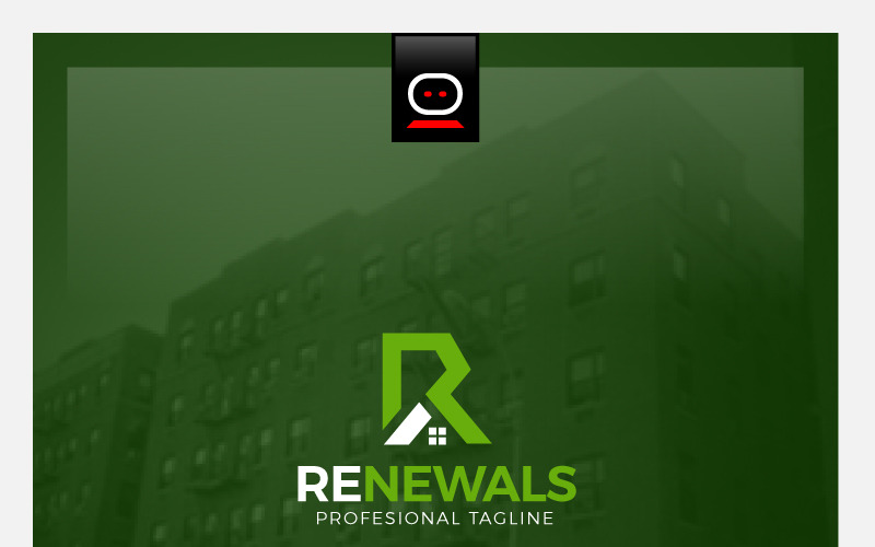 Download Шаблон логотипа "ReNewals Logo Template" / ReNewals Logo Template - Шаблон логотипа на тему графика house luxury modern mortgage professional property real estate roof simple window renovation construction workers build building business home rebuild