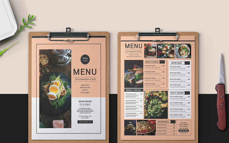 Download Фирменный стиль "Restaurant Food Menu Flyer - Corporate Identity Template" / Restaurant Food Menu Flyer - Corporate Identity Template - Фирменный стиль на тему графика food menu flyer template restaurant photoshop vintage classic cafe bar fast psd print clean minimal