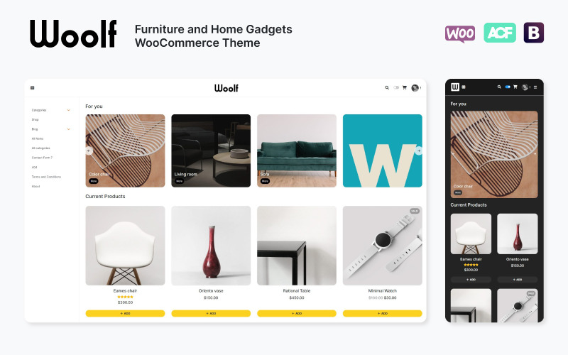 WOOLF - WooCommerce-thema voor meubels en huishoudelijke apparaten