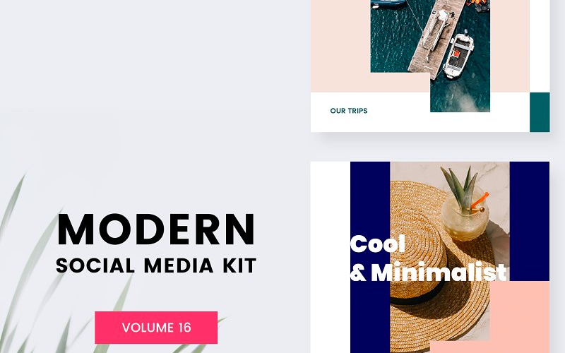 Download Шаблон для соцсетей "Modern  Kit (Vol. 16) Social Media Template" / Modern  Kit (Vol. 16) Social Media Template - Шаблон для соцсетей на тему графика social blog post instagram facebook modern simple minimal promo trendy fashion store shop magazine color banner media kit advertising square