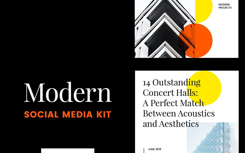 Download Шаблон для соцсетей "Modern  Kit (Vol. 17) Social Media Template" / Modern  Kit (Vol. 17) Social Media Template - Шаблон для соцсетей на тему графика social blog post instagram facebook modern simple minimal promo trendy fashion store shop magazine color banner media kit advertising square