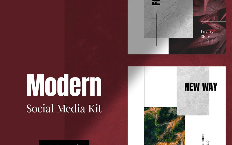 Download Шаблон для соцсетей "Modern  Kit (Vol. 18) Social Media Template" / Modern  Kit (Vol. 18) Social Media Template - Шаблон для соцсетей на тему графика social blog post instagram facebook modern simple minimal promo trendy fashion store shop magazine color banner media kit advertising square