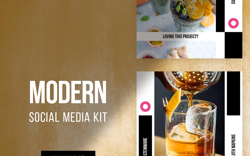 Download Шаблон для соцсетей "Modern  Kit (Vol. 19) Social Media Template" / Modern  Kit (Vol. 19) Social Media Template - Шаблон для соцсетей на тему графика social blog post instagram facebook modern simple minimal promo trendy fashion store shop magazine color banner media kit advertising square
