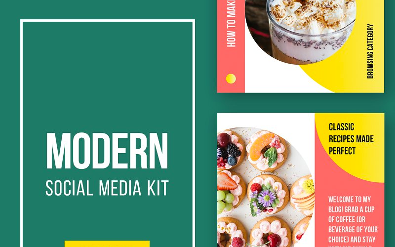 Download Шаблон для соцсетей "Modern  Kit (Vol. 20) Social Media Template" / Modern  Kit (Vol. 20) Social Media Template - Шаблон для соцсетей на тему графика social blog post instagram facebook modern simple minimal promo trendy fashion store shop magazine color banner media kit advertising square