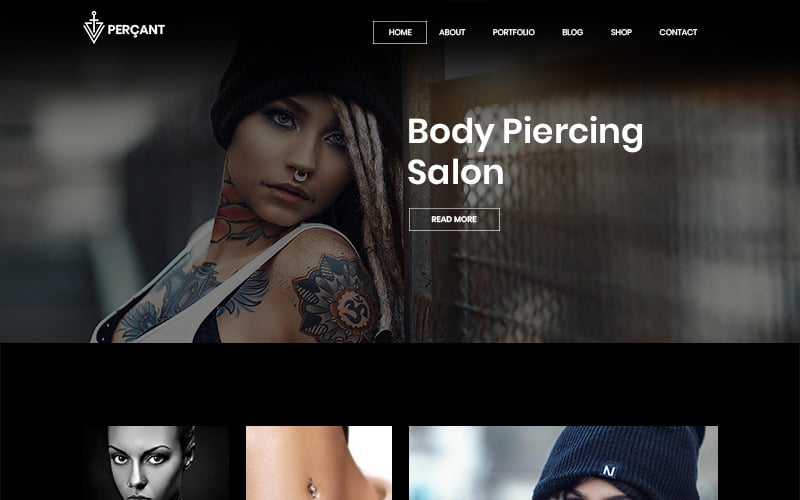 Download PSD шаблон "Percant - Piercing Shop PSD Template" / Percant - Piercing Shop PSD Template - PSD шаблон на тему аксессуары для пирсинга piercing saloon shop theme template psd photoshop