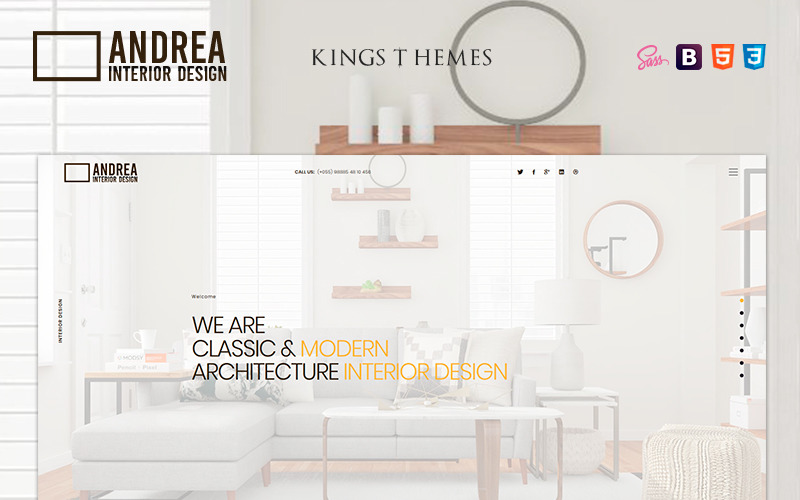 Andrea - Modèle de page de destination pour l'architecture et le design d'intérieur