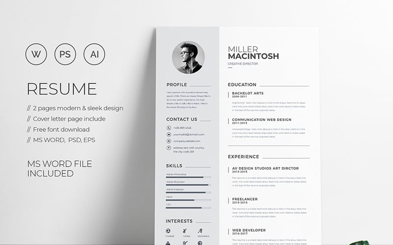 Miller Macintosh minimale CV-sjabloon