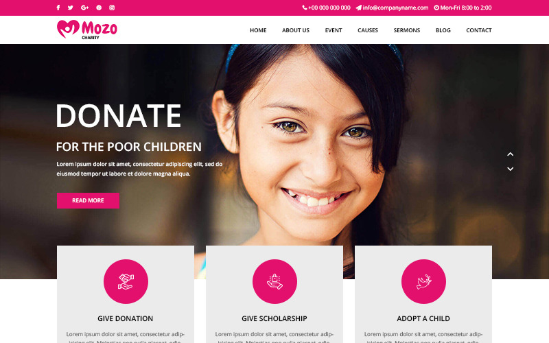 Download PSD шаблон "Mozo - Charity PSD Template" / Mozo - Charity PSD Template - PSD шаблон на тему общественная организация charity ngo psd photoshop theme template