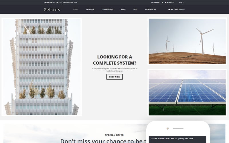 Solarex - Многостраничная тема Clean Shopify для солнечной энергии