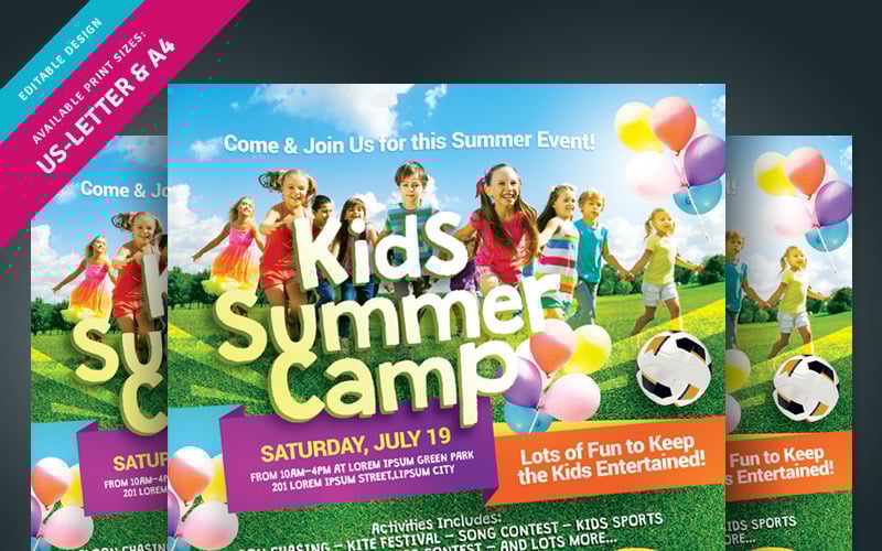 Download Фирменный стиль "Kids Summer Camp Flyer - Corporate Identity Template" / Kids Summer Camp Flyer - Corporate Identity Template - Фирменный стиль на тему графика activity ad adventure advert advertisement camp child children class day flyer holiday kid kids pamphlet photoshop program recreation sport summer