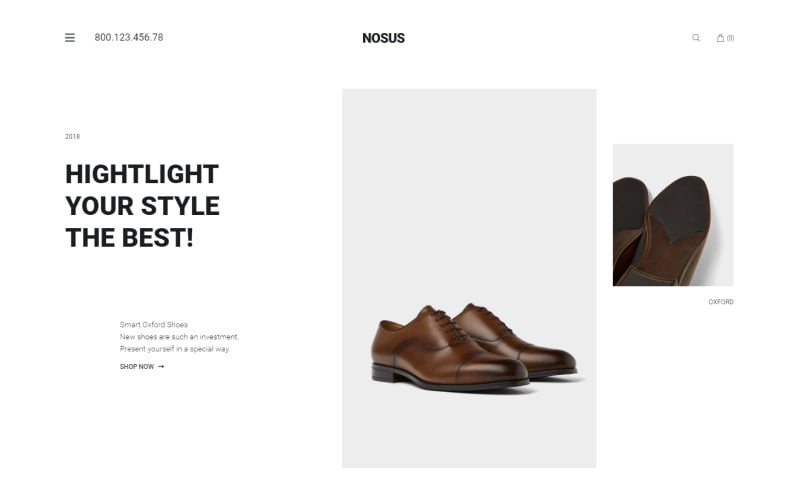 Nosus - Tema mínimo do elemento mínimo de comércio eletrônico de sapatos WooCommerce