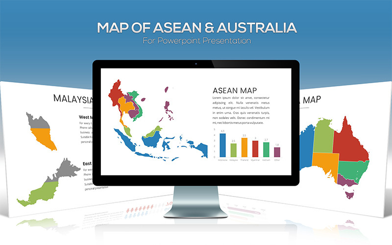 Asean And Australia Maps For Powerpoint Template