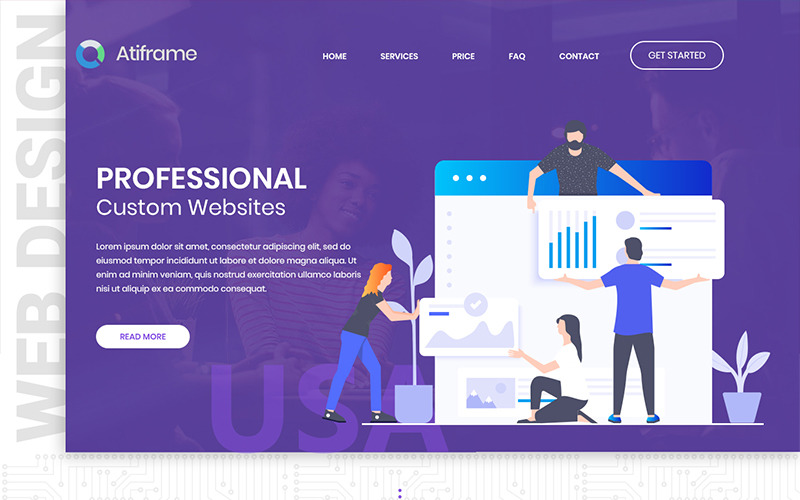 Download PSD шаблон "Atiframe - Web Design Company PSD Template" / Atiframe - Web Design Company PSD Template - PSD шаблон на тему информационные технологии web design company theme template psd photoshop