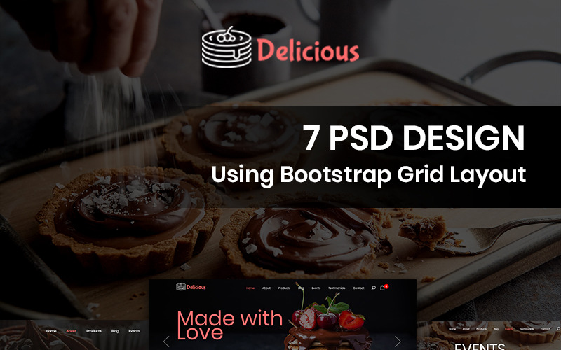 Download PSD шаблон "Delicious - Sweet Shop PSD Template" / Delicious - Sweet Shop PSD Template - PSD шаблон на тему графика food sweet shop theme template psd photoshop