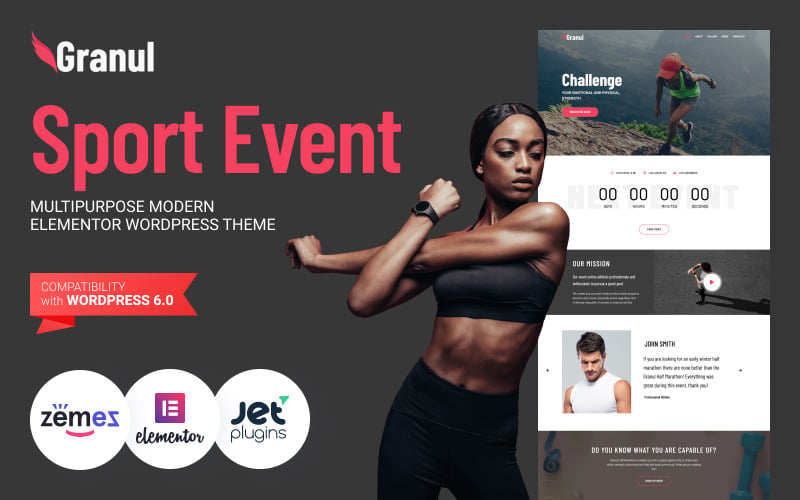 Granul - WordPress Elementor-thema voor marathons en sportevenementen